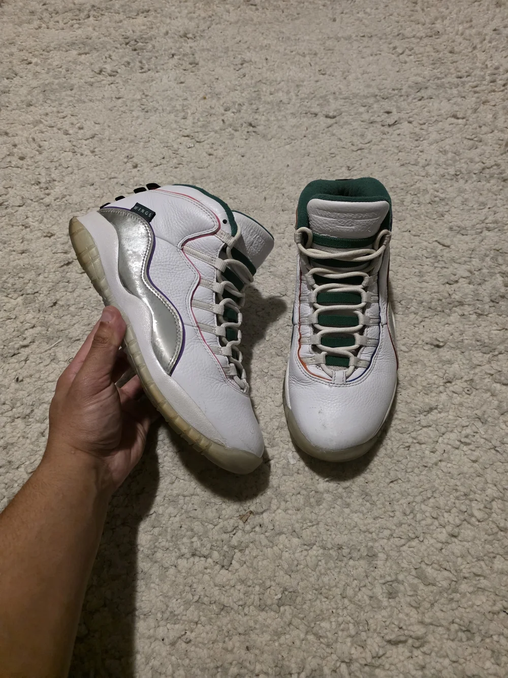 Jordan Men's White and Green High-Top Sneakers